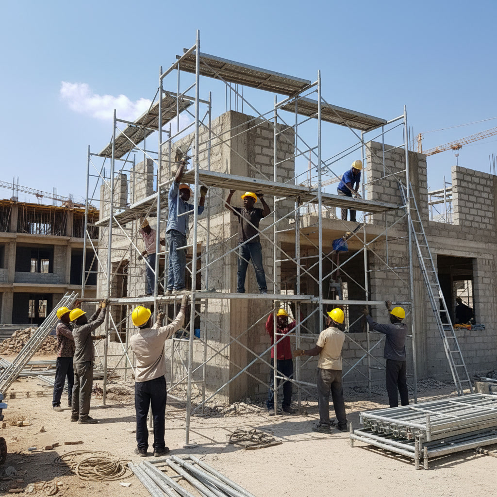 Installation de structures sur chantier